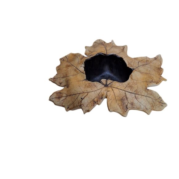 Studio Art Pottery Fall 7" Maple Leaf Shaped Votive Candle Holder - Picture 4 of 8